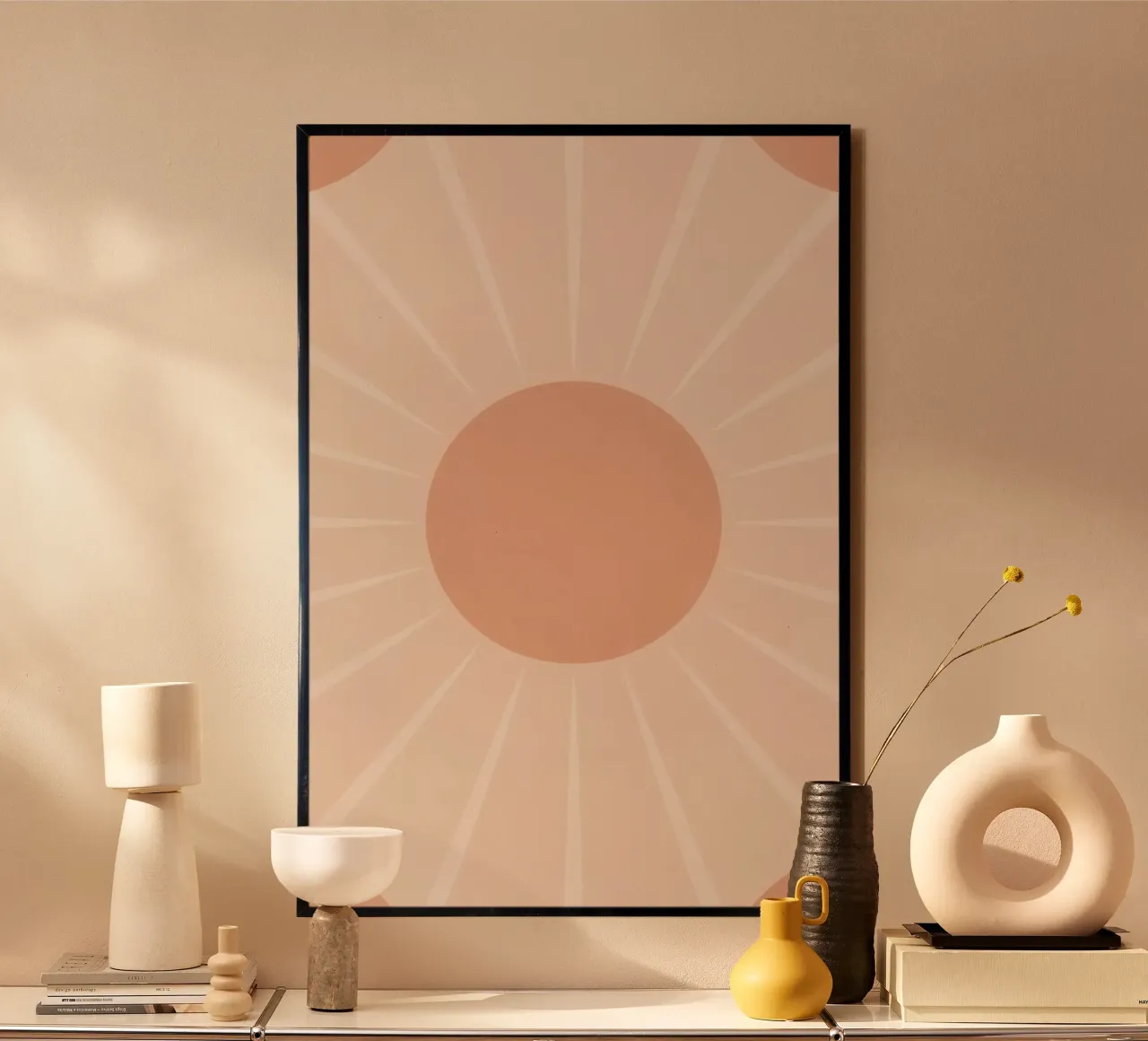 Peach Circle and Rays Background hahnemühle by DesignDoodle