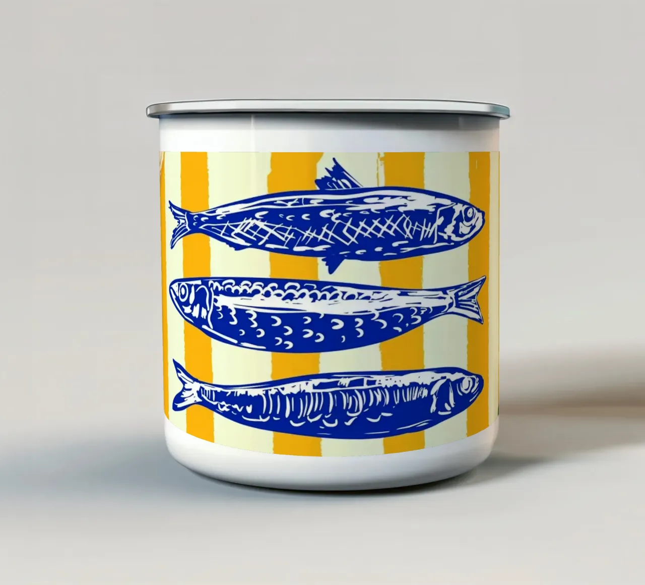 Sardine con limoni Vintage Yellow Groovy Stripes tazza in smalto da EDMPROJECT