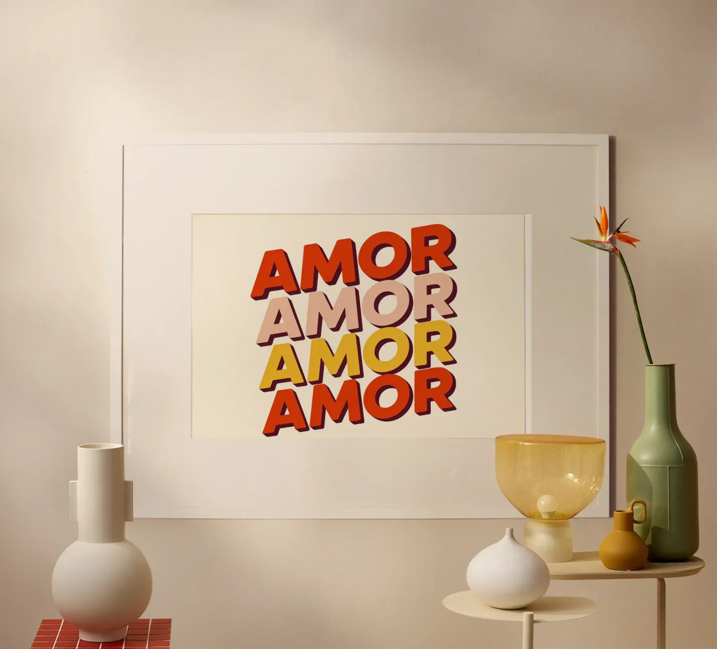Amor Coloré Poster - Retro typographic poster poster da JETLAG | affiches voyage
