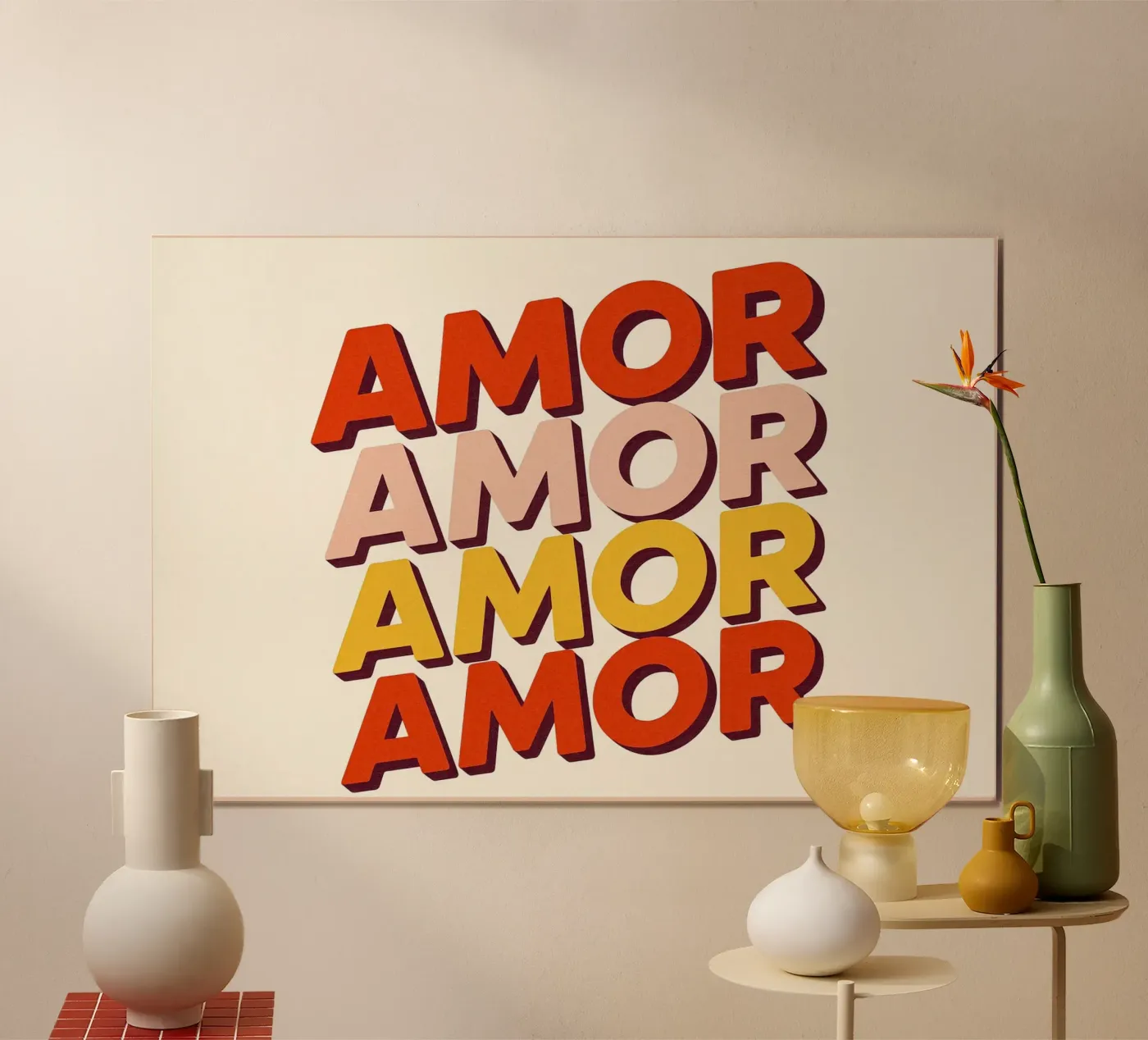Amor Coloré Poster - Retro typographic poster poster da JETLAG | affiches voyage