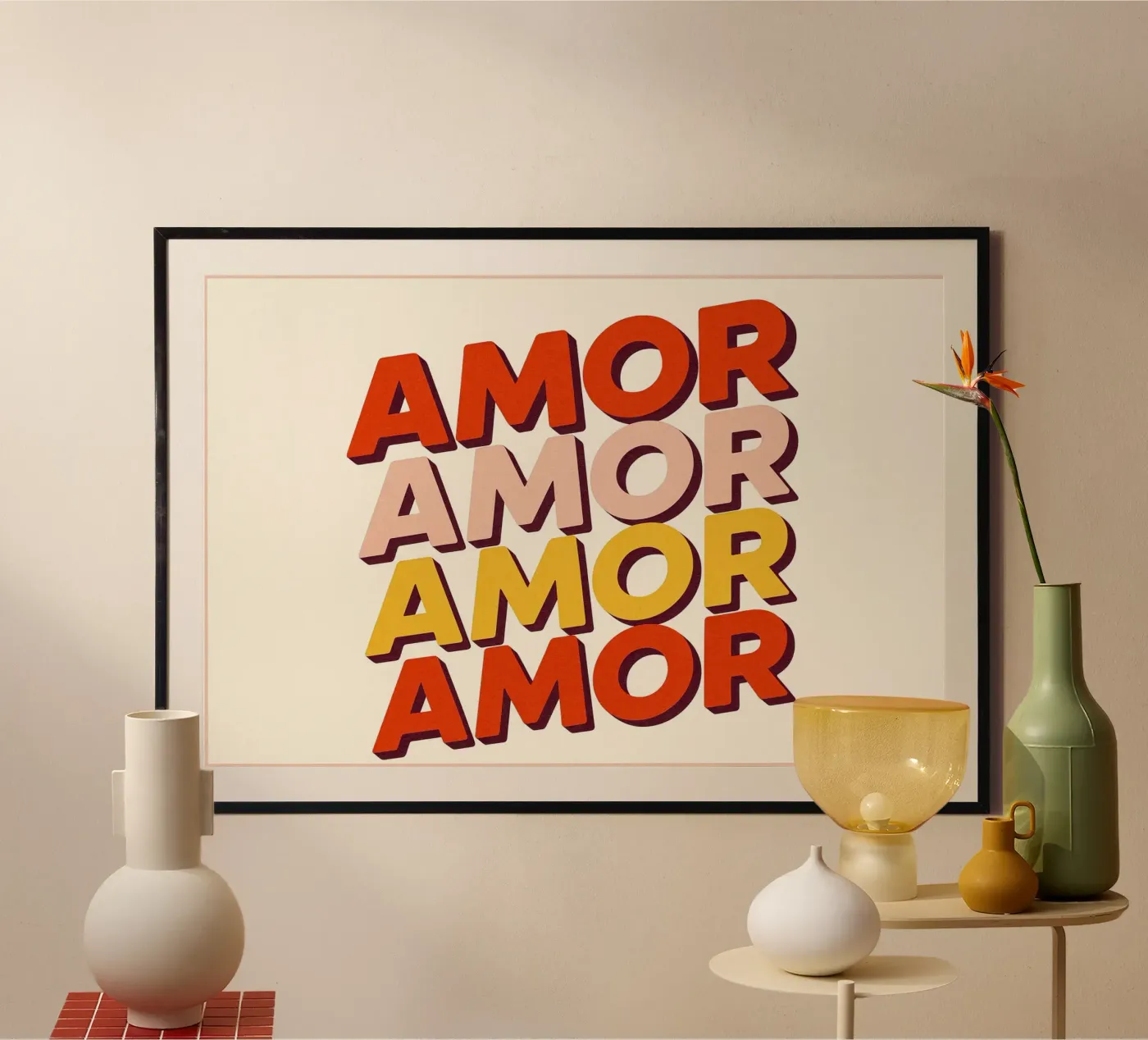 Amor Coloré Poster - Retro typographic poster poster da JETLAG | affiches voyage