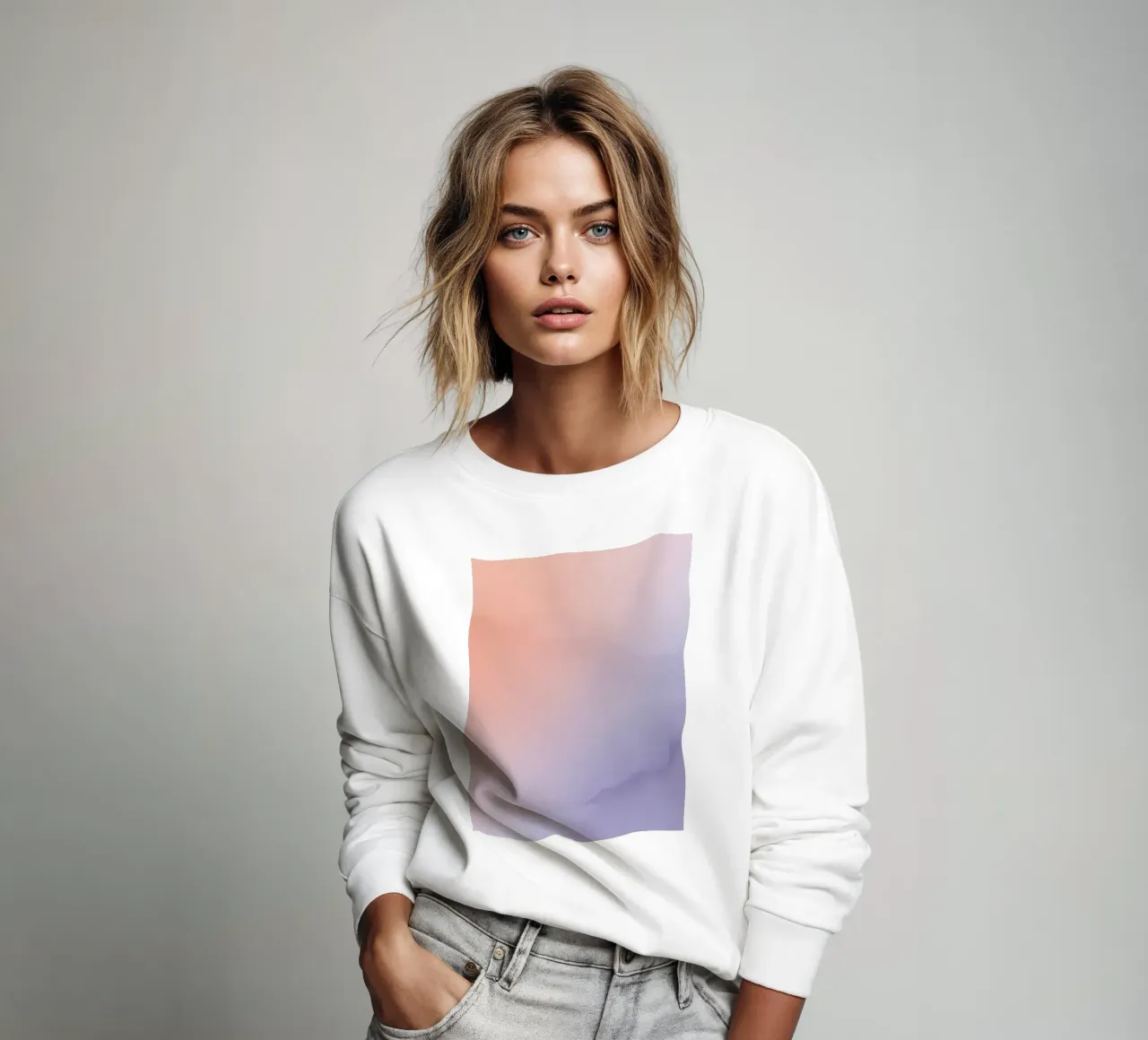 Peach to Lavender Gradient Background sweatshirt by DesignDoodle