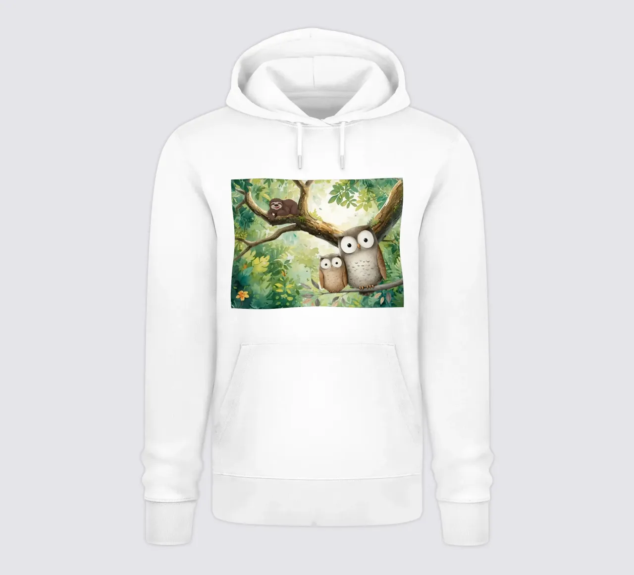 Momento di tenerezza per i gufi in Tropical Haven felpa con cappuccio da Doodle Dreams Art
