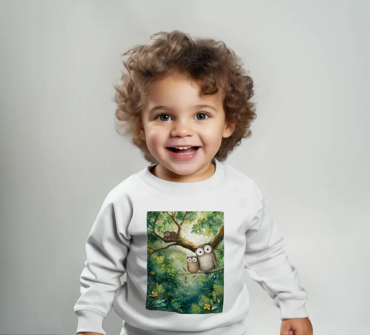 Momento di tenerezza per i gufi in Tropical Haven felpa neonato da Doodle Dreams Art