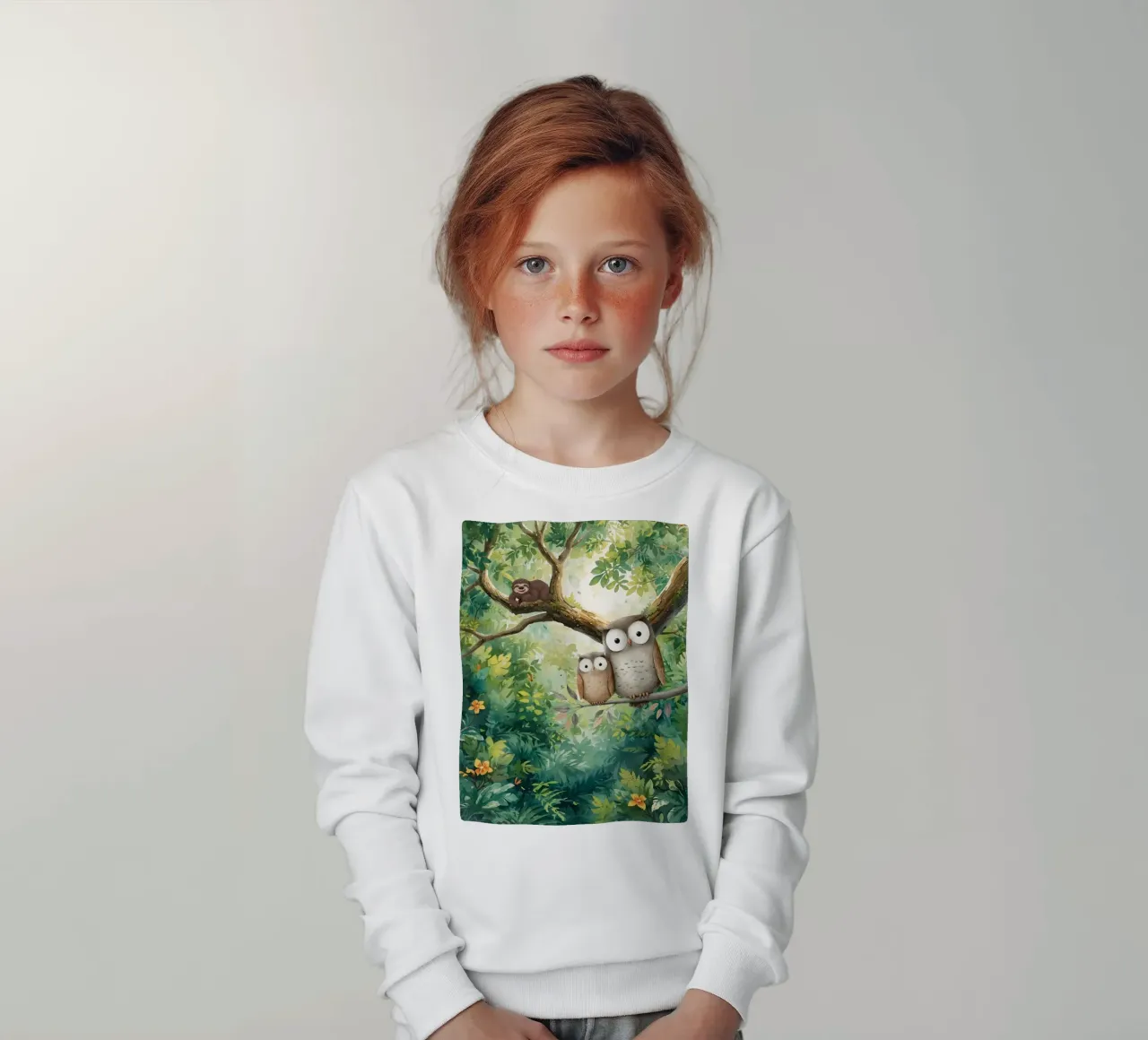 Momento di tenerezza per i gufi in Tropical Haven felpa bambino da Doodle Dreams Art