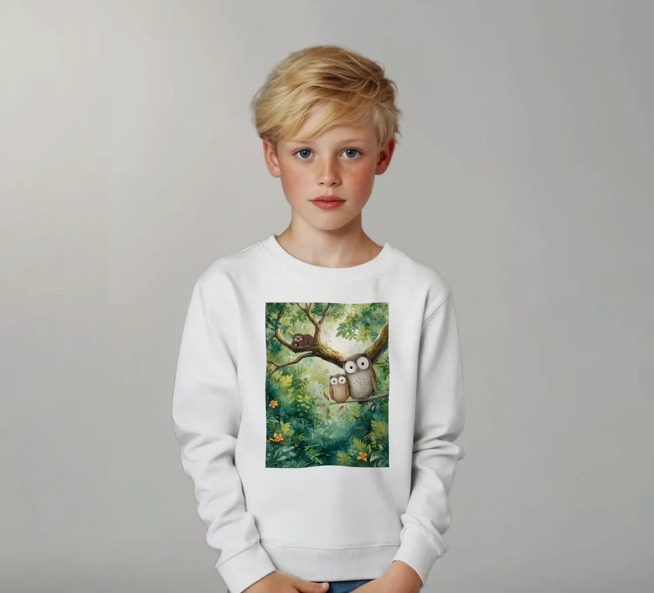 Momento di tenerezza per i gufi in Tropical Haven felpa bambino da Doodle Dreams Art