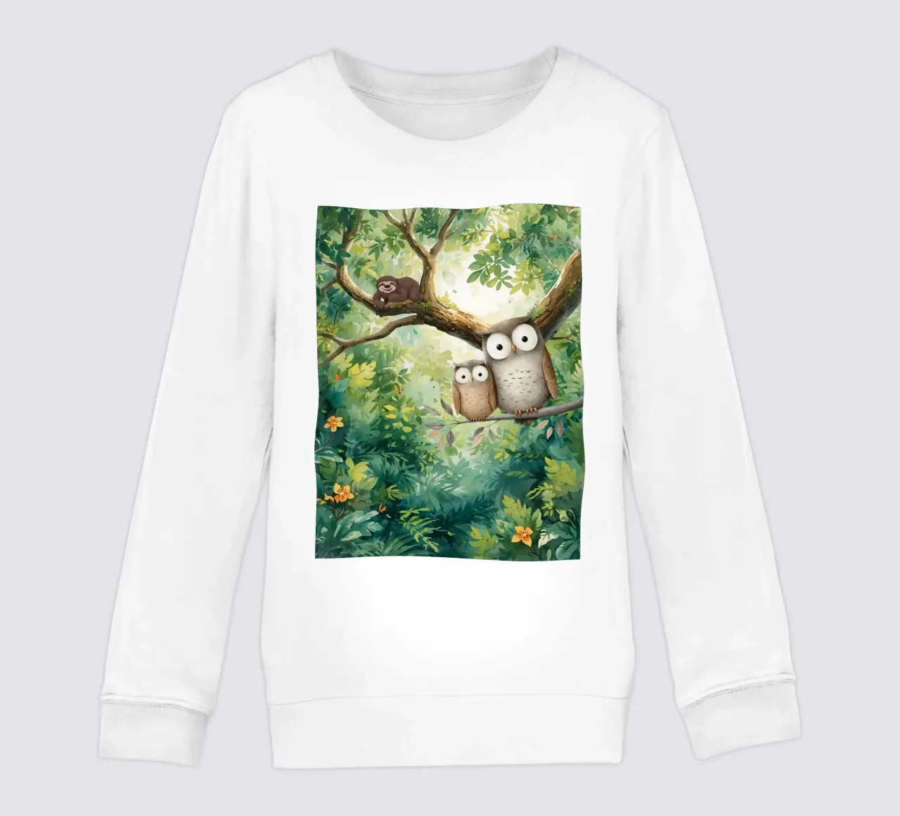 Momento di tenerezza per i gufi in Tropical Haven felpa bambino da Doodle Dreams Art