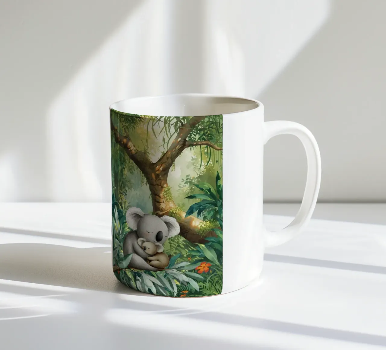 Adorabile Koala Duo in Paradiso Verde tazza in ceramica da Doodle Dreams Art