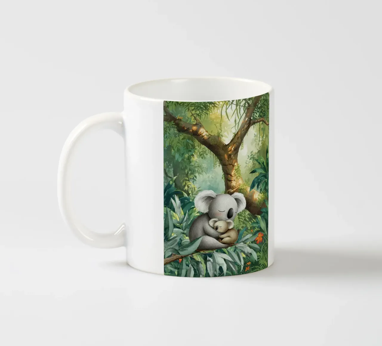 Adorabile Koala Duo in Paradiso Verde tazza in ceramica da Doodle Dreams Art