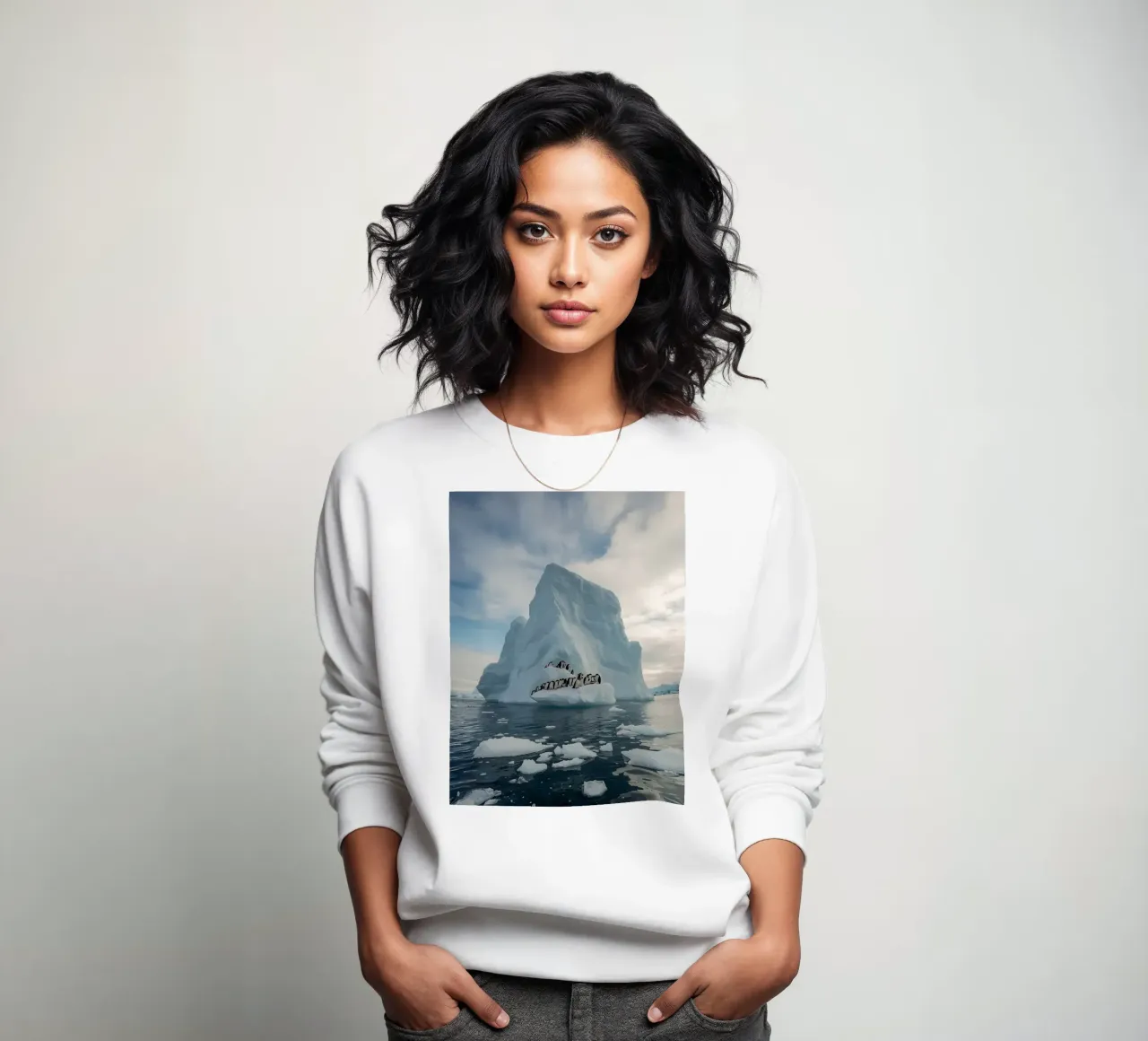 Pinguini su un iceberg in acque fredde felpa da DesignDoodle