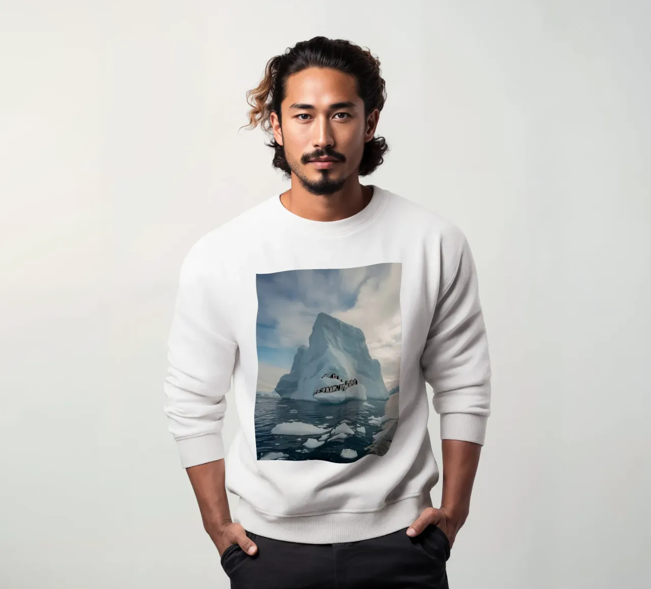 Pinguini su un iceberg in acque fredde felpa da DesignDoodle