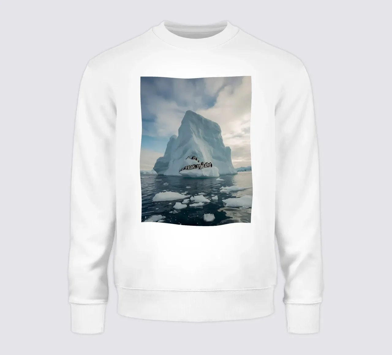 Pinguini su un iceberg in acque fredde felpa da DesignDoodle