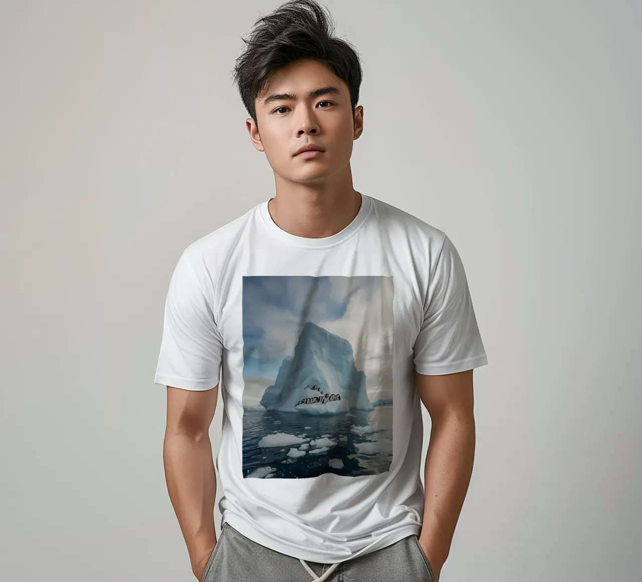 Pinguini su un iceberg in acque fredde t-shirt da DesignDoodle