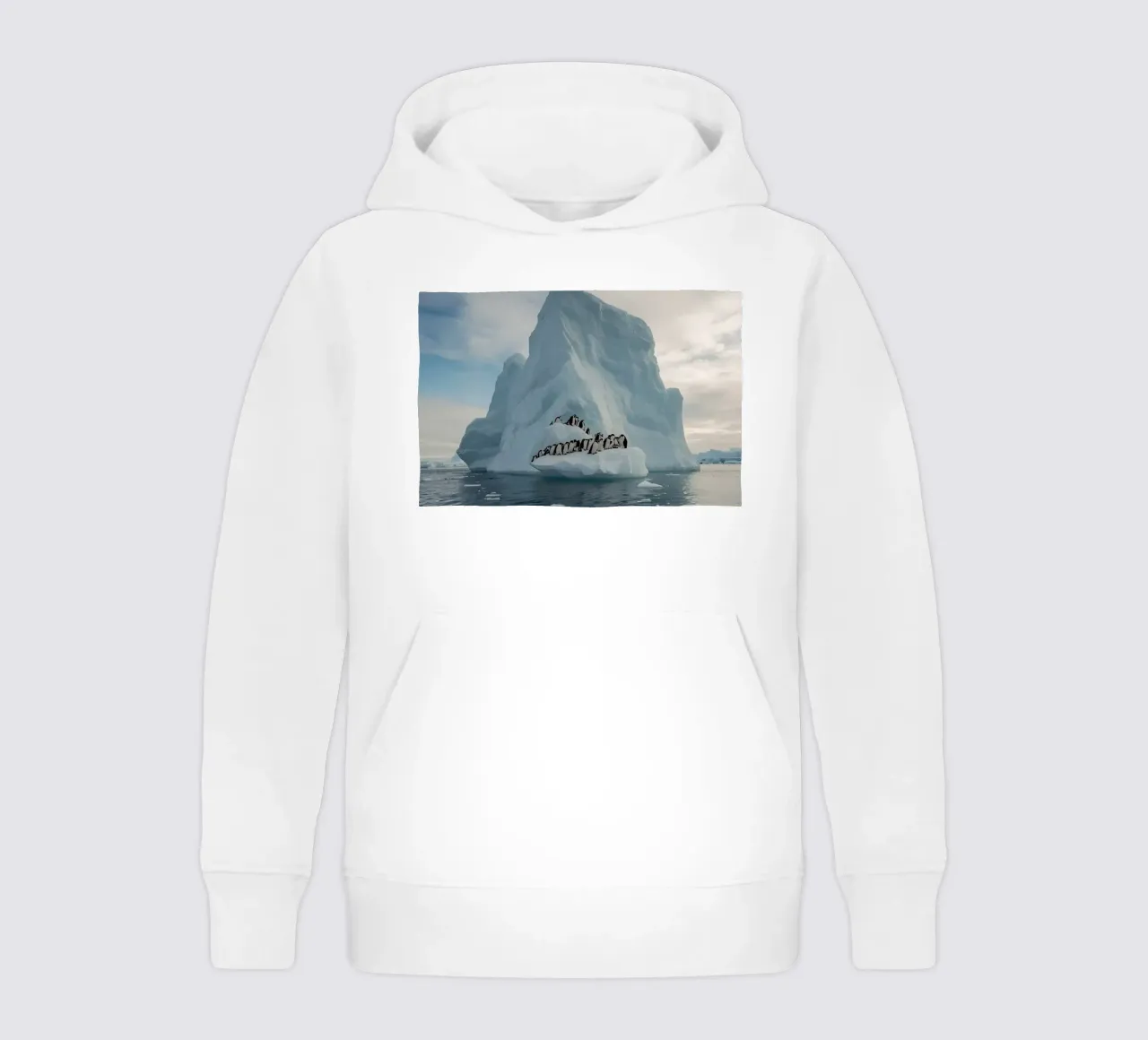 Pinguini su un iceberg in acque fredde felpa bambino con cappuccio da DesignDoodle