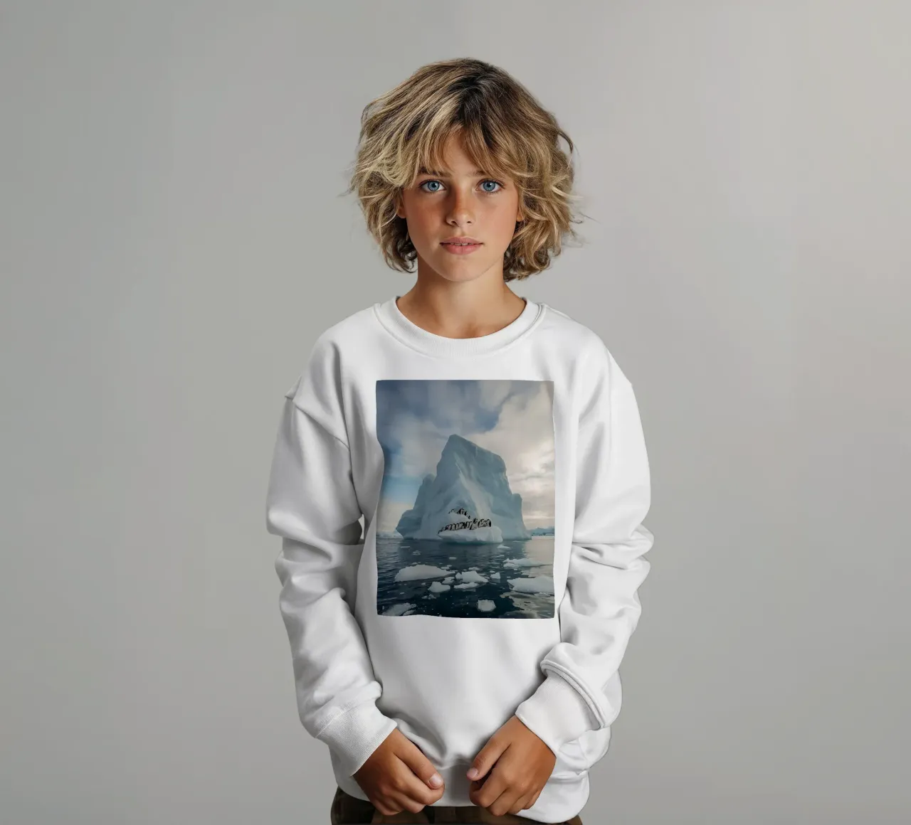Pinguini su un iceberg in acque fredde felpa bambino da DesignDoodle