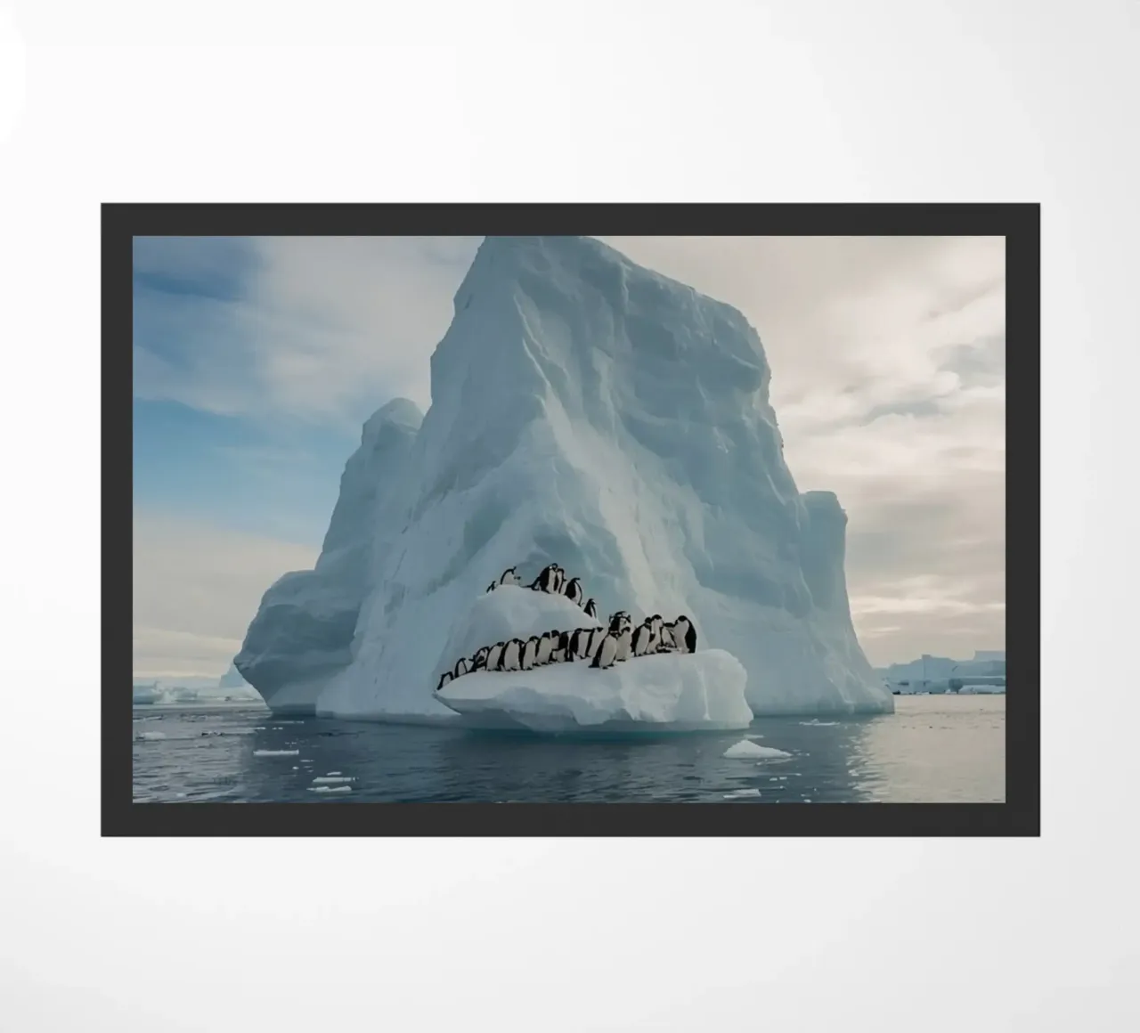 Pinguini su un iceberg in acque fredde zerbino da DesignDoodle