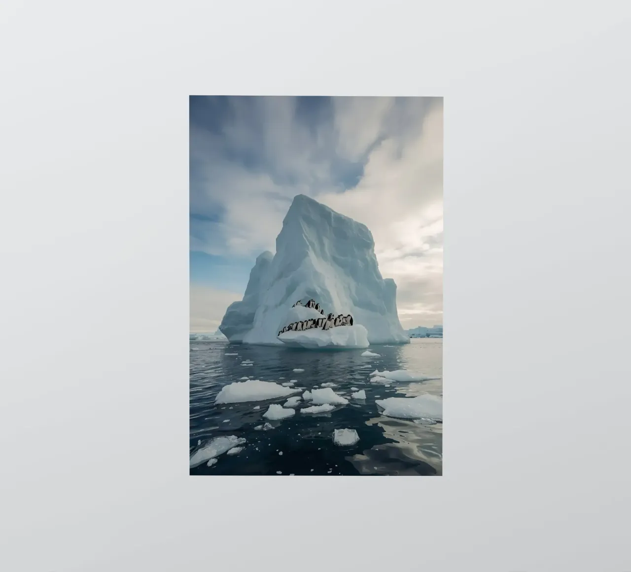 Pinguini su un iceberg in acque fredde adesivo da DesignDoodle