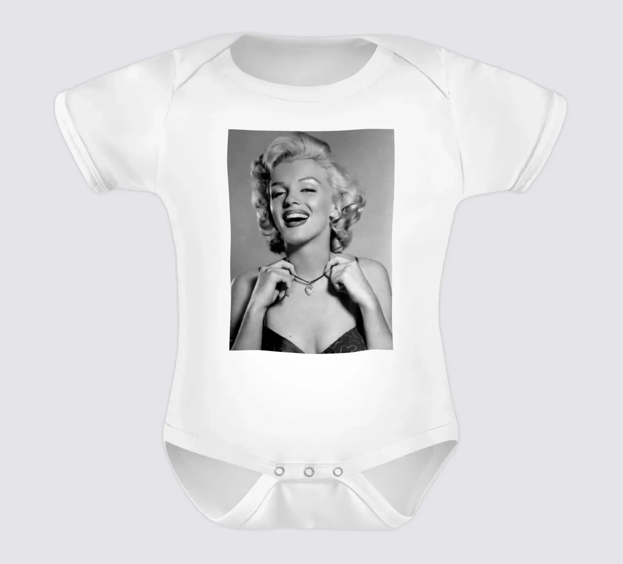 Marilyn Monroe vintage in bianco e nero body neonato maniche corte da valentinomartinst