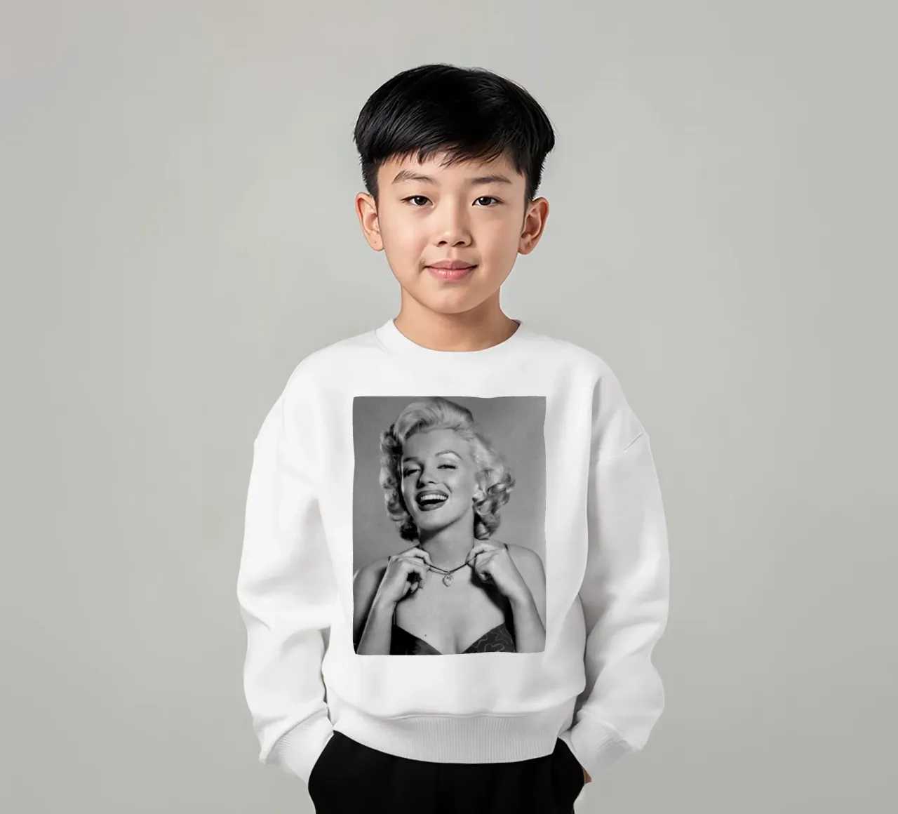 Marilyn Monroe vintage in bianco e nero felpa bambino da valentinomartinst