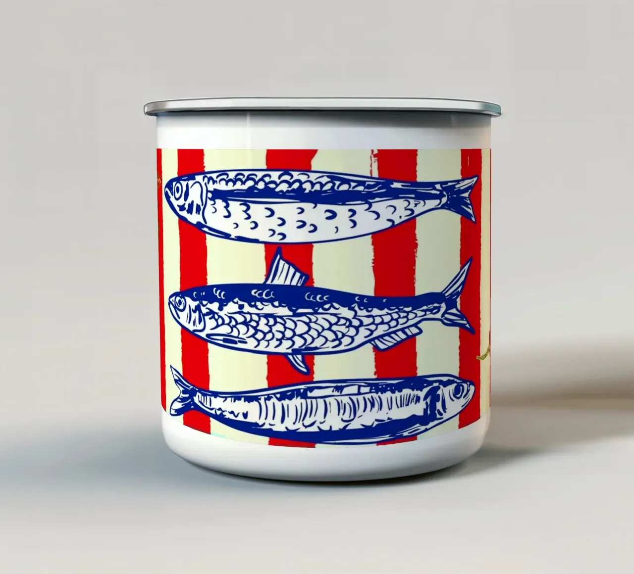 Sarde al peperoncino con strisce vintage tazza in smalto da EDMPROJECT