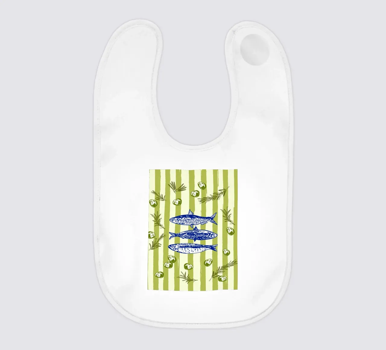 Sarde con olive ed erbe aromatiche Retro Vintage bavaglino da EDMPROJECT
