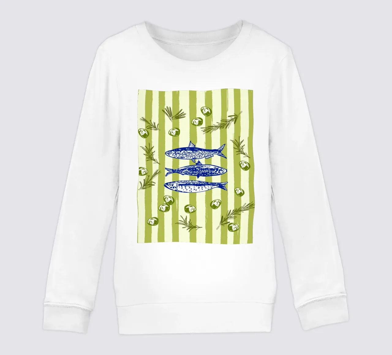 Sarde con olive ed erbe aromatiche Retro Vintage felpa bambino da EDMPROJECT