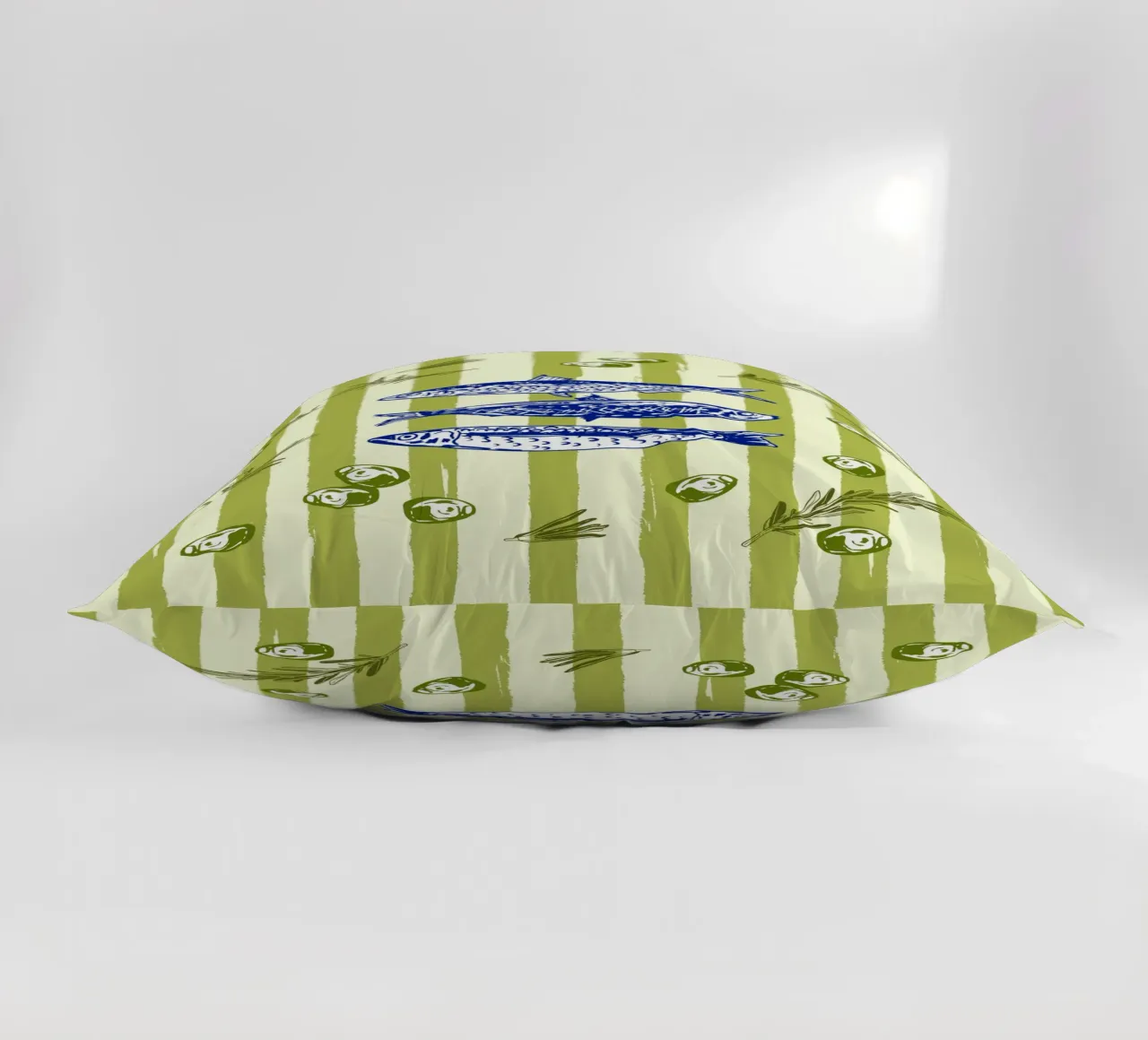 Sarde con olive ed erbe aromatiche Retro Vintage cuscino da EDMPROJECT