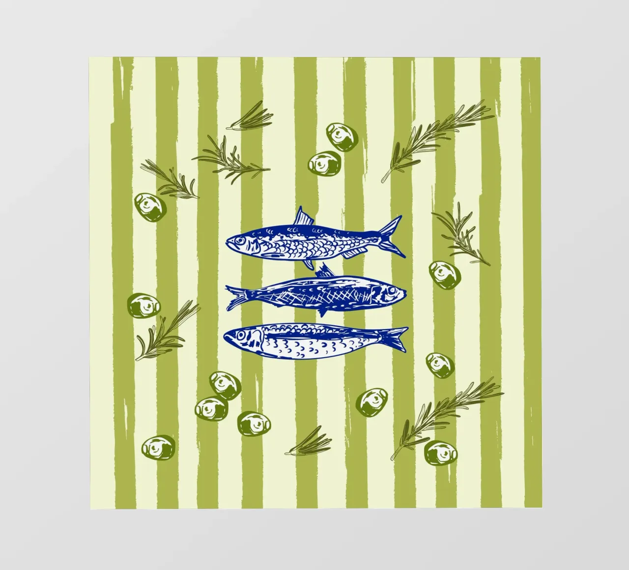 Sarde con olive ed erbe aromatiche Retro Vintage telo in pvc da EDMPROJECT