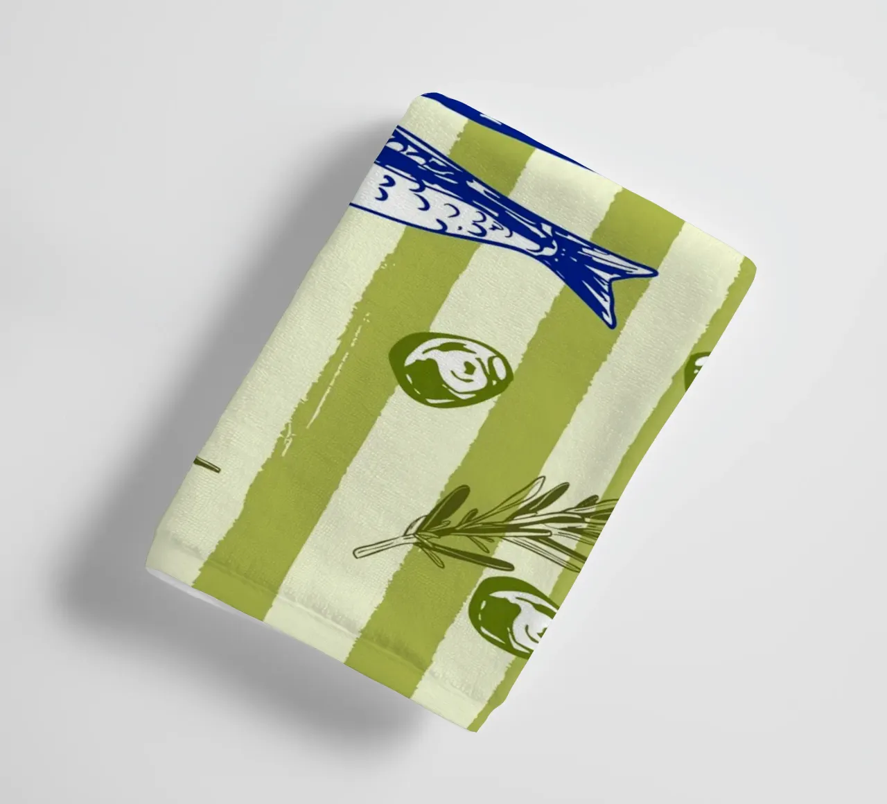 Sarde con olive ed erbe aromatiche Retro Vintage asciugamano da bagno da EDMPROJECT