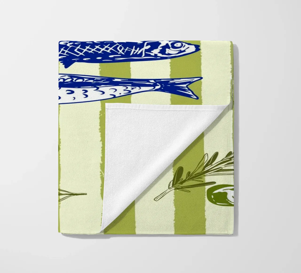 Sarde con olive ed erbe aromatiche Retro Vintage telo mare da EDMPROJECT
