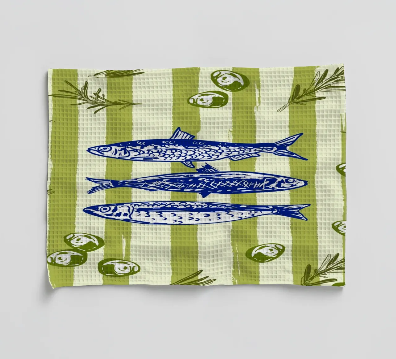 Sarde con olive ed erbe aromatiche Retro Vintage canovaccio da cucina da EDMPROJECT
