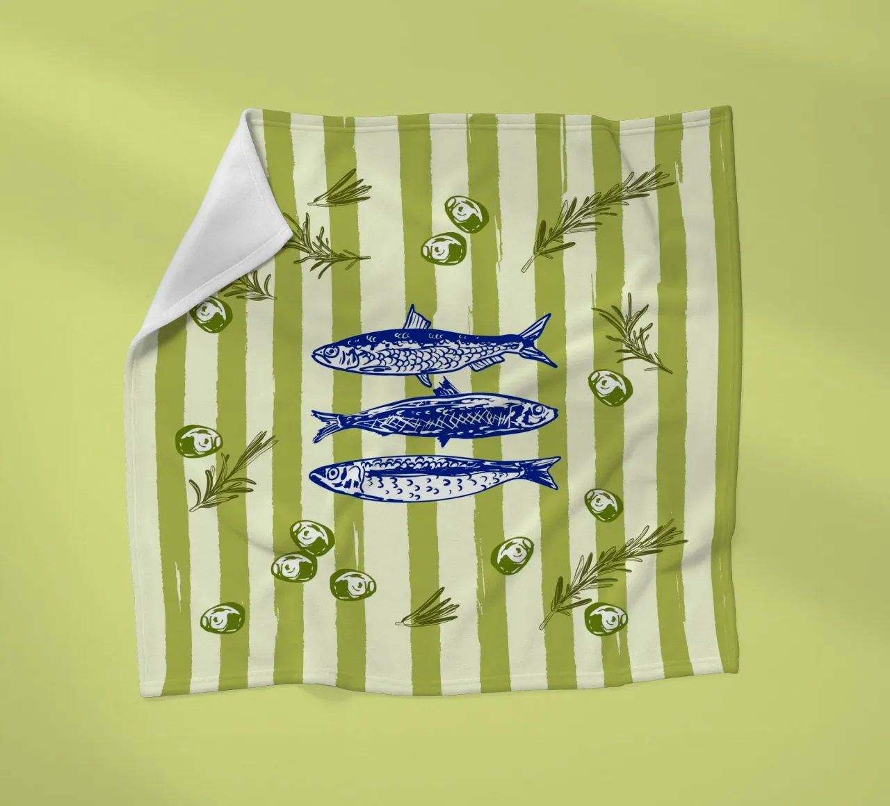 Sarde con olive ed erbe aromatiche Retro Vintage coperta in pile da EDMPROJECT