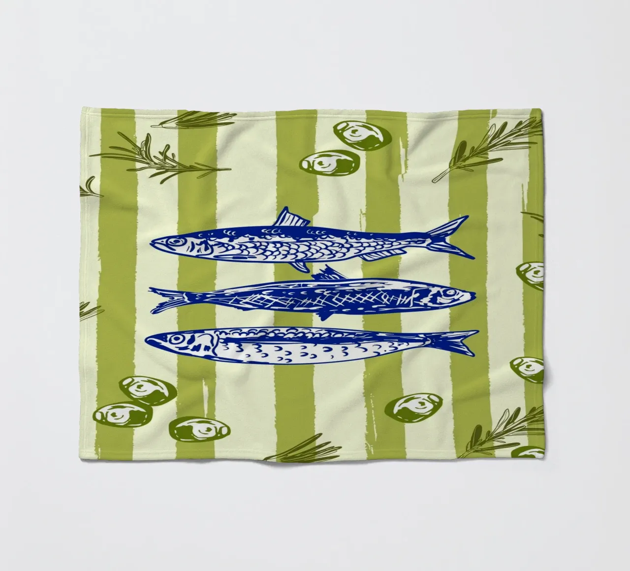 Sarde con olive ed erbe aromatiche Retro Vintage coperta in pile da EDMPROJECT