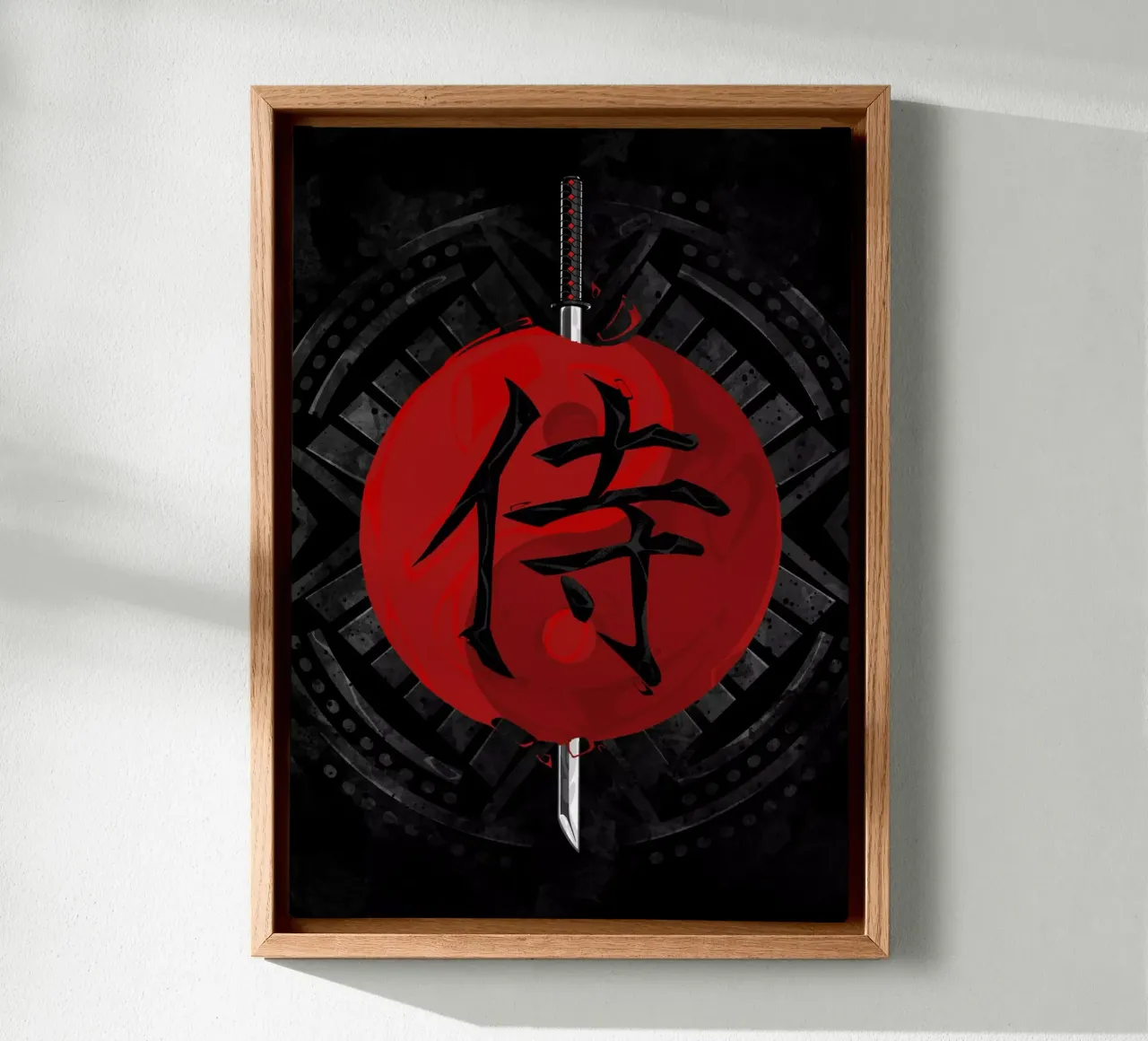 Samurai Yin Yang tela con Cornice a cassetta da nabakumov