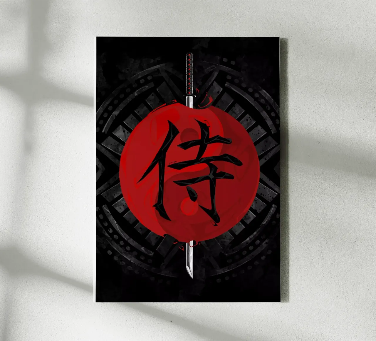 Samurai Yin Yang tela con Cornice a cassetta da nabakumov