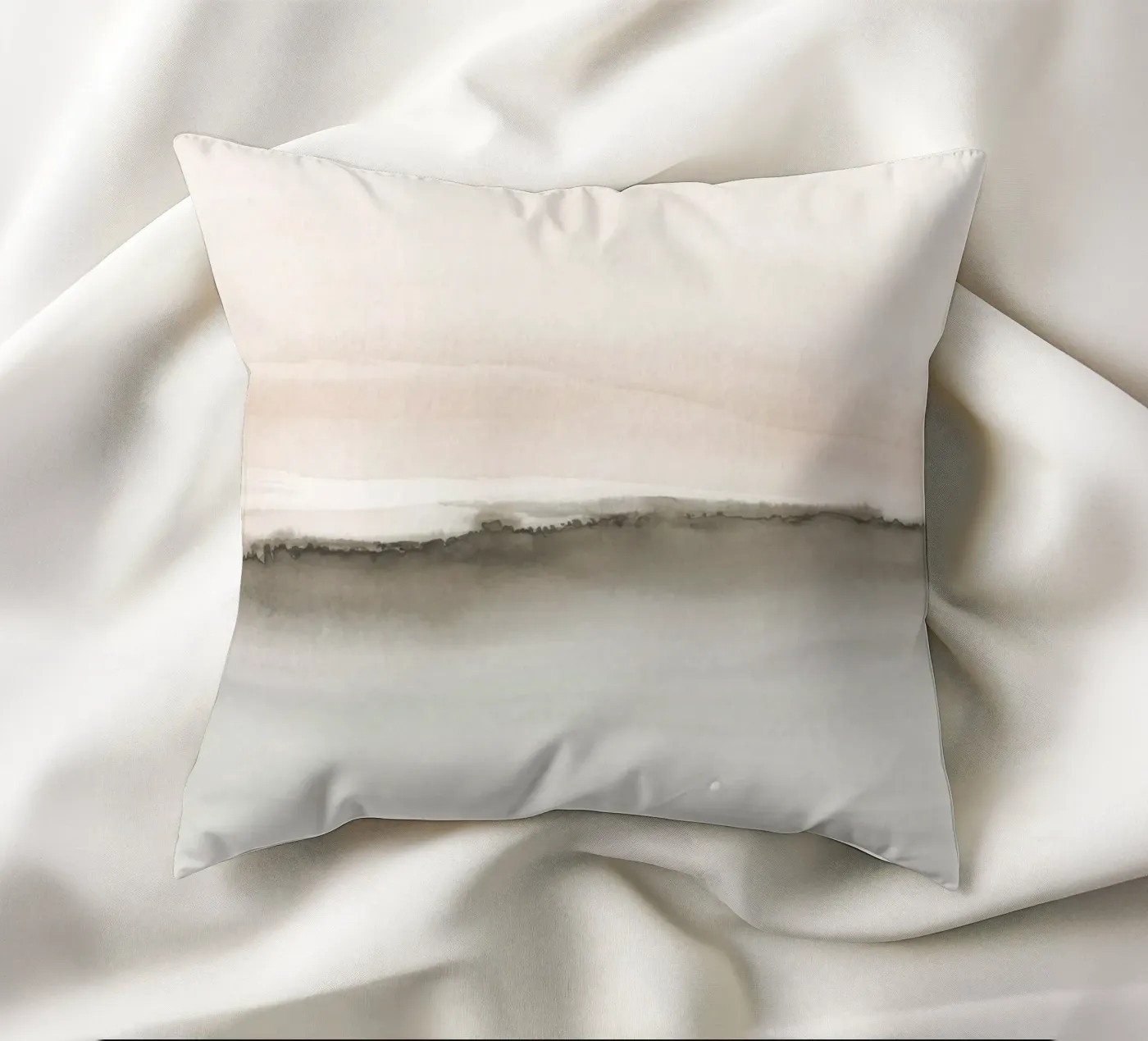 Minimalist landscape in soft earth tones kussen van NouveauPrints