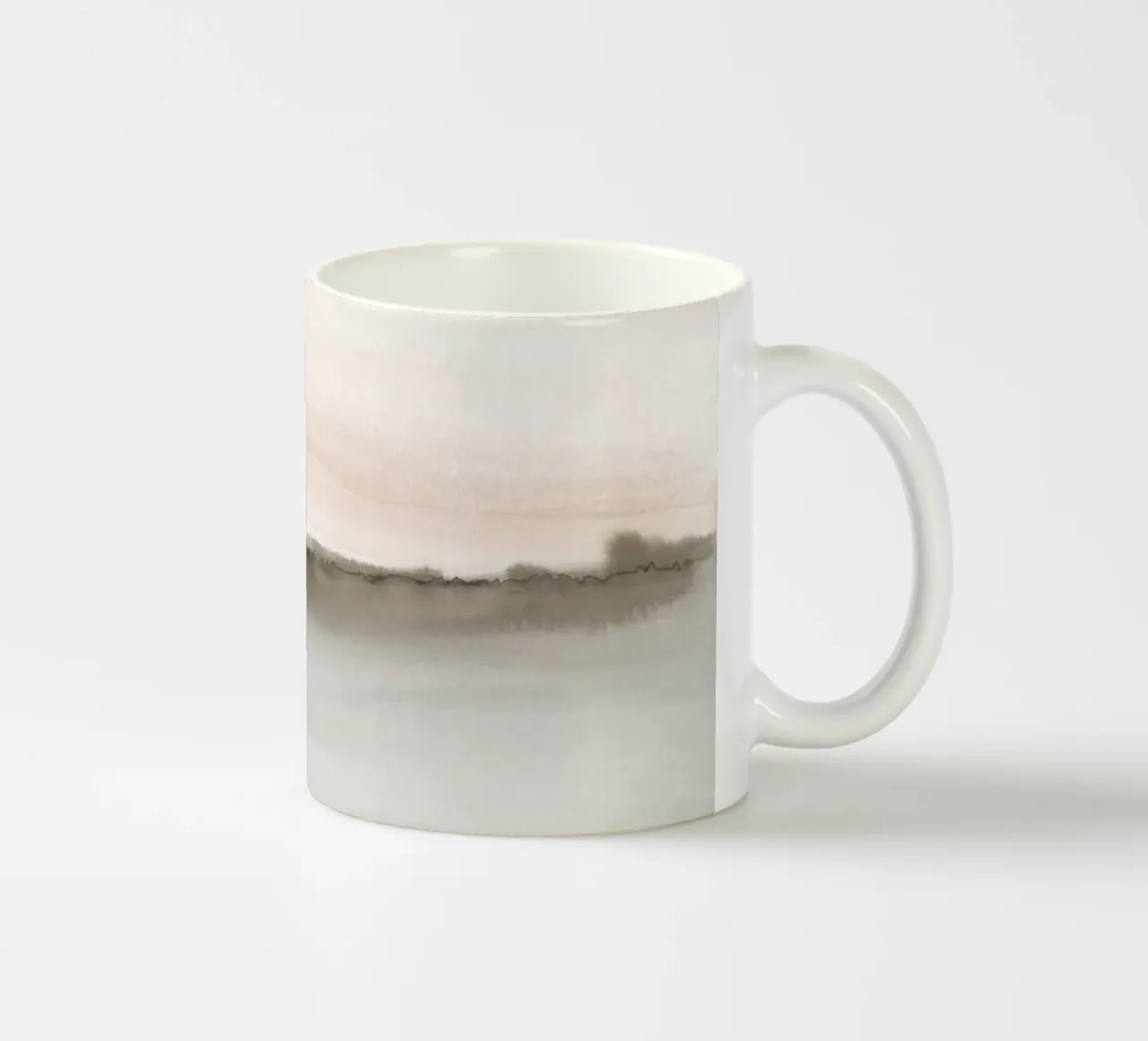 Minimalistisch landschap in zachte aardetinten keramische mok van NouveauPrints