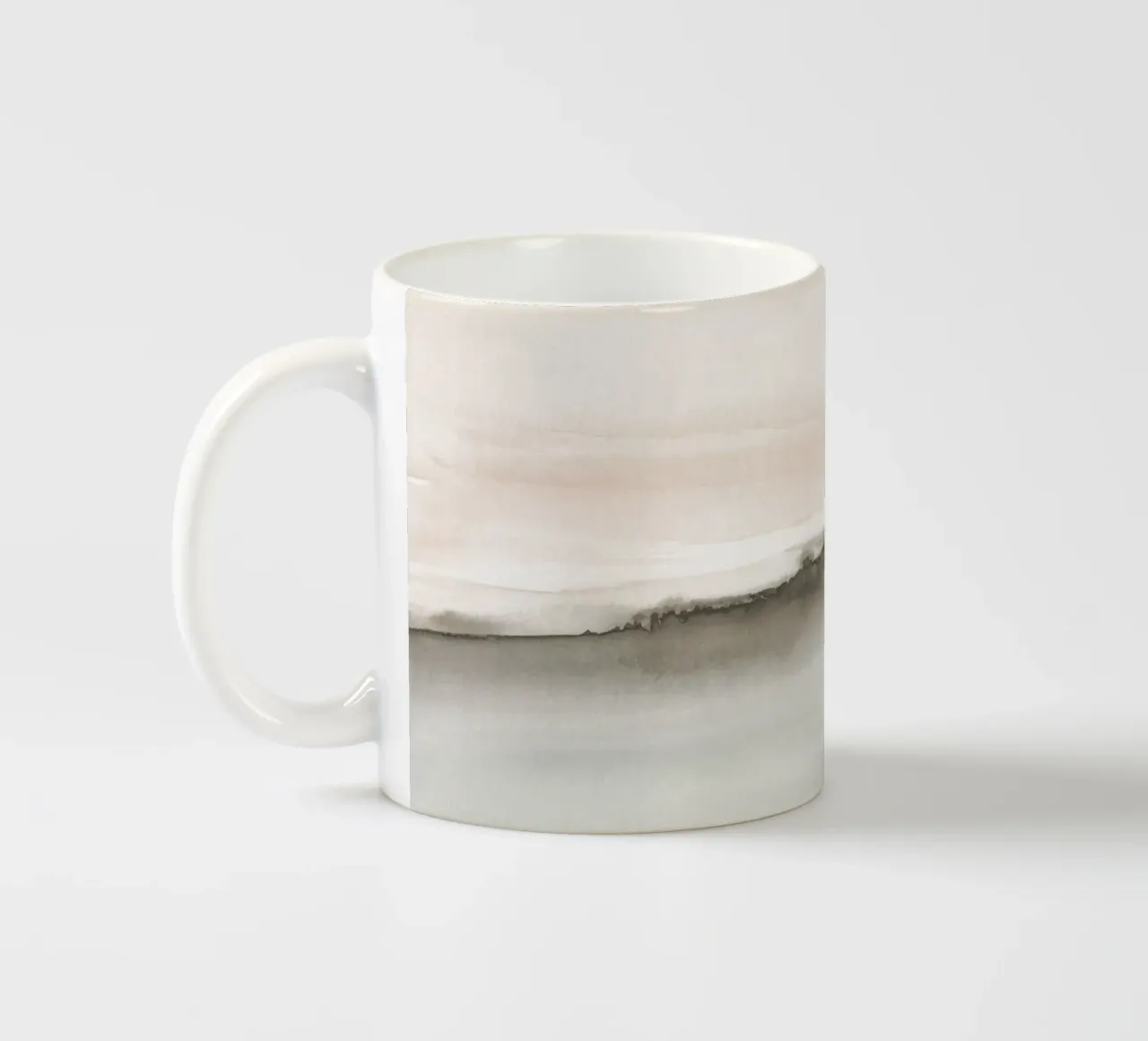 Minimalistisch landschap in zachte aardetinten keramische mok van NouveauPrints