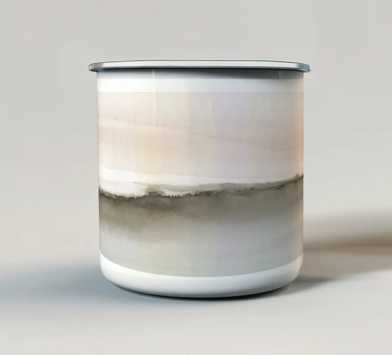 Paesaggio minimalista nei toni tenui della terra tazza in smalto da NouveauPrints
