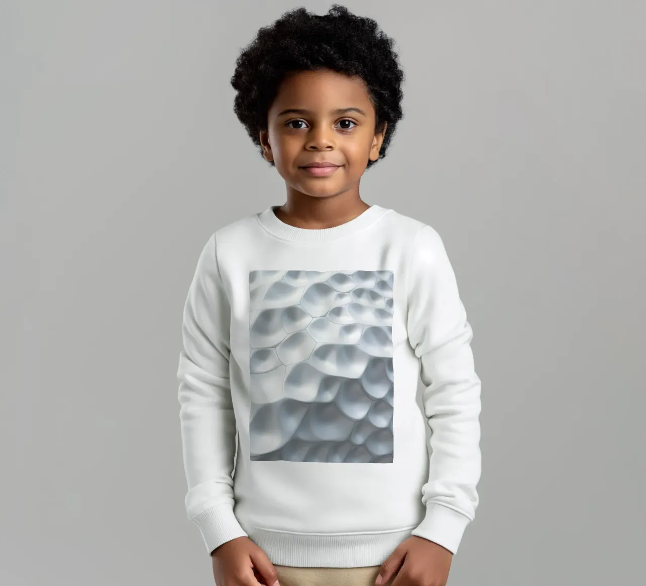 Ovali bianchi scintillanti: Una parete biomorfa astratta in 3D felpa bambino da Artistic-shop