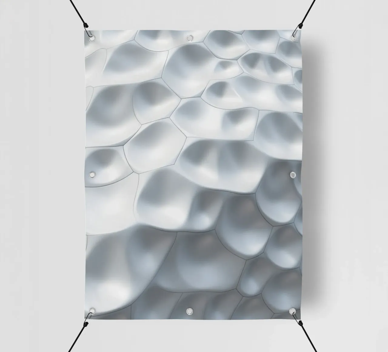 Ovali bianchi scintillanti: Una parete biomorfa astratta in 3D telo in pvc da Artistic-shop