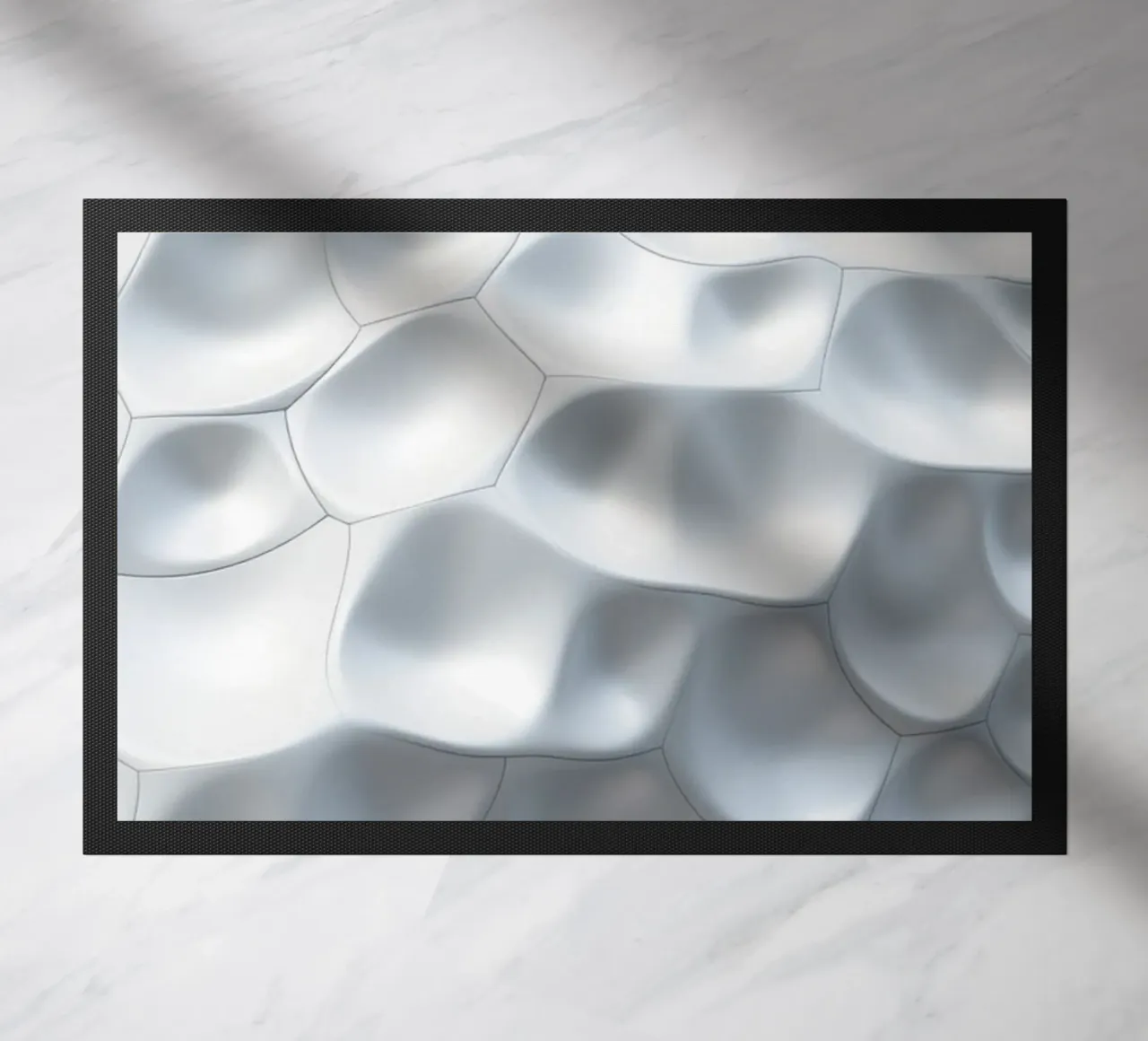 Ovali bianchi scintillanti: Una parete biomorfa astratta in 3D zerbino da Artistic-shop