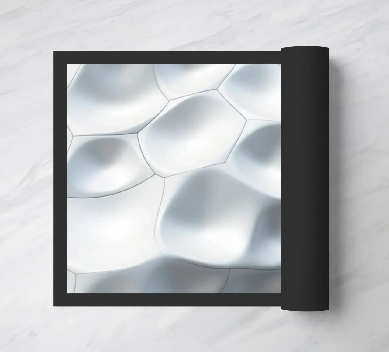 Ovali bianchi scintillanti: Una parete biomorfa astratta in 3D zerbino da Artistic-shop