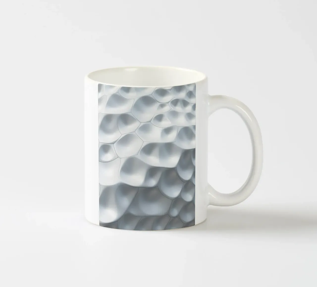Glinsterende witte ovalen: Een 3D abstracte biomorfe muur keramische mok van Artistic-shop
