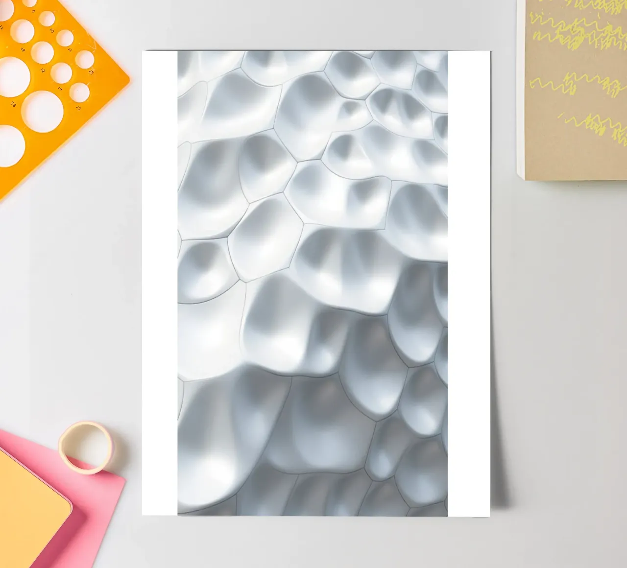 Schimmernde weiße Ovale: Eine abstrakte biomorphe 3D-Wand Stickerbogen von Artistic-shop