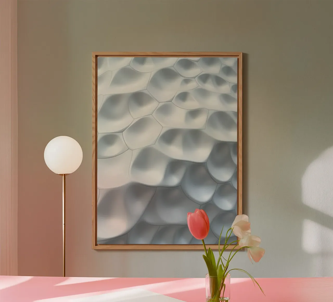 Ovali bianchi scintillanti: Una parete biomorfa astratta in 3D alluminio dibond da Artistic-shop