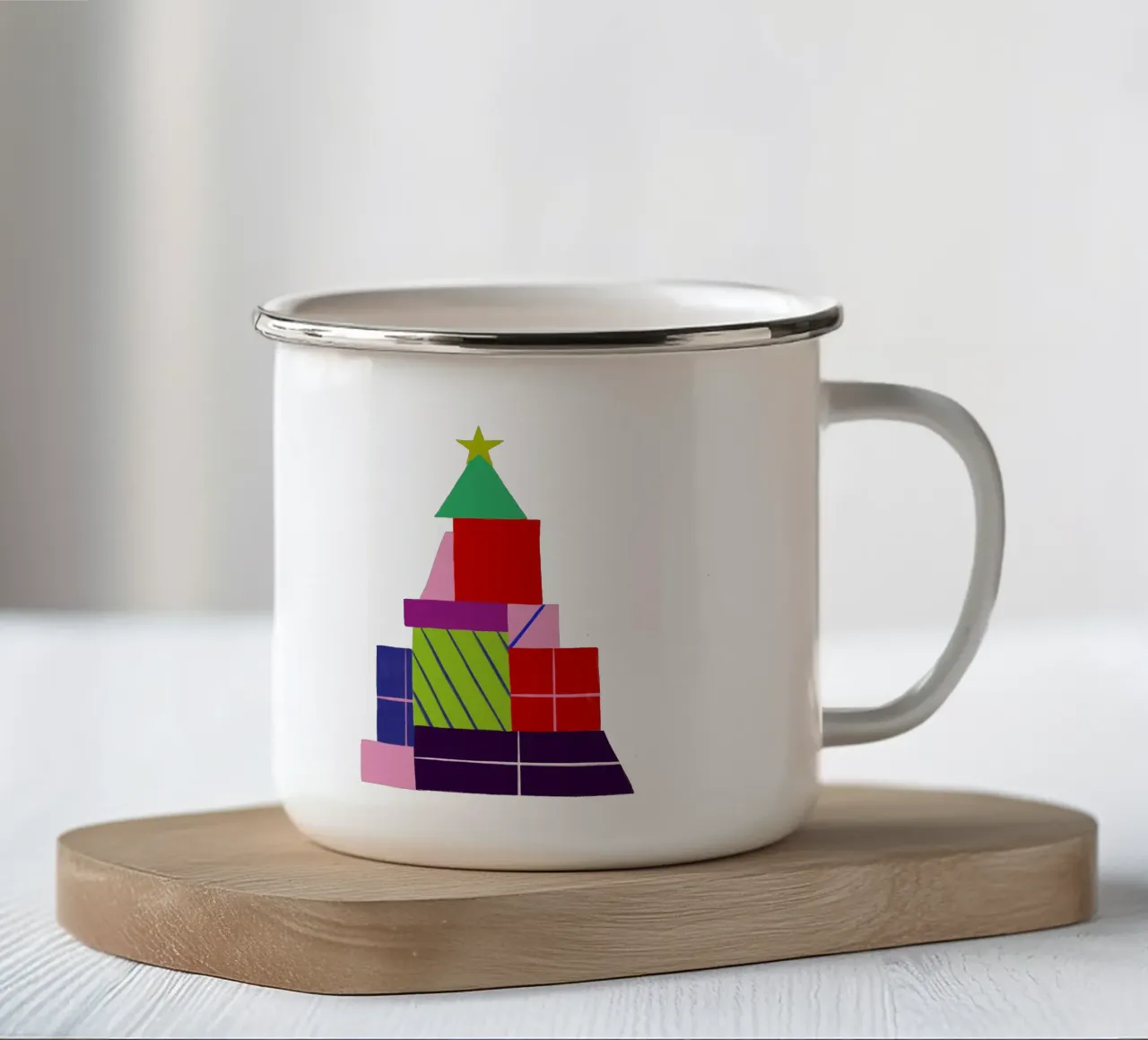 Geschenkebaum grafisch tazza in smalto da Sophie Augustin Illustration