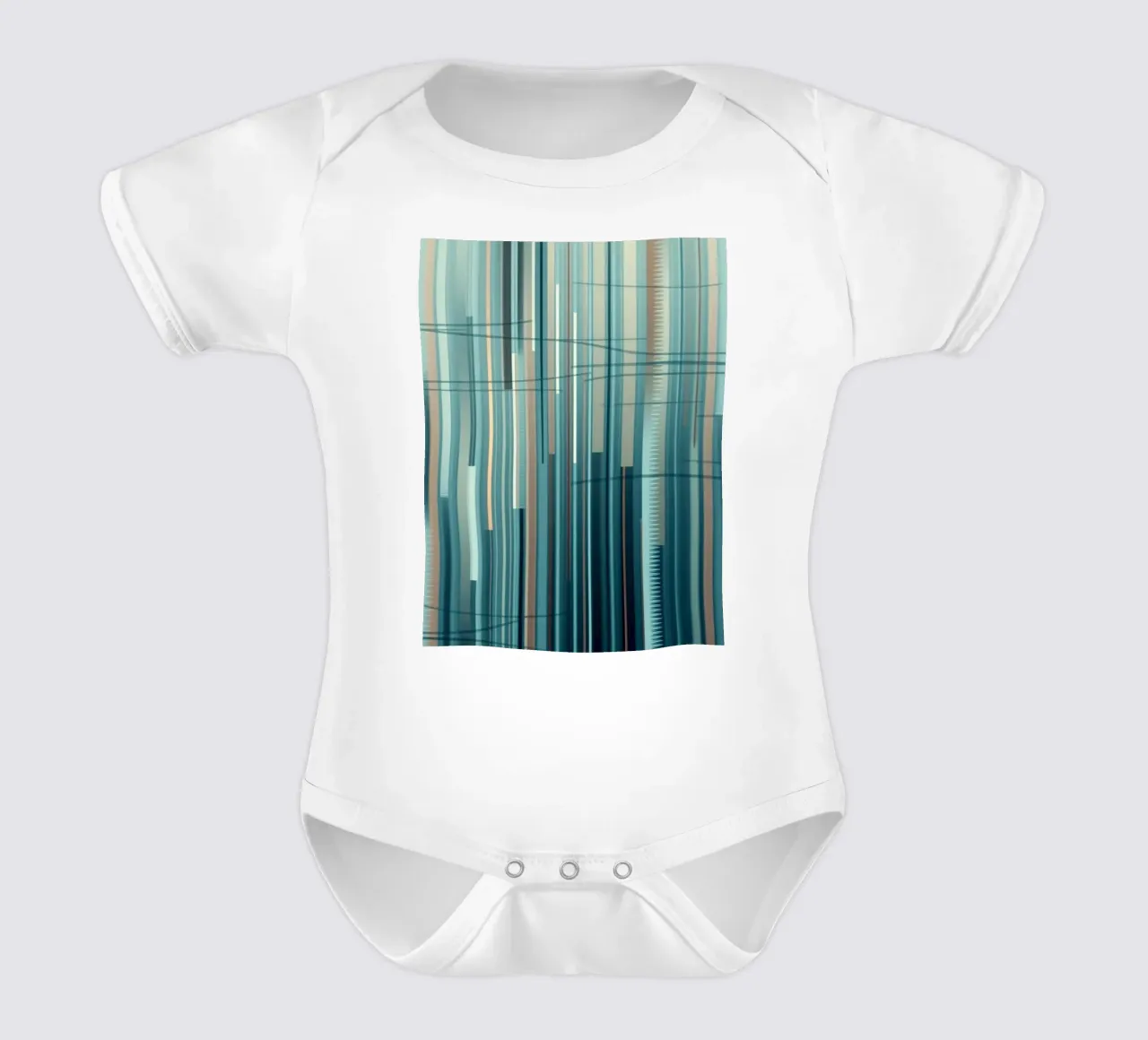 Abstracte blauwe en bruine verticale lijnen Digital Art Print babyrompertje korte mouwen van Artistic-shop