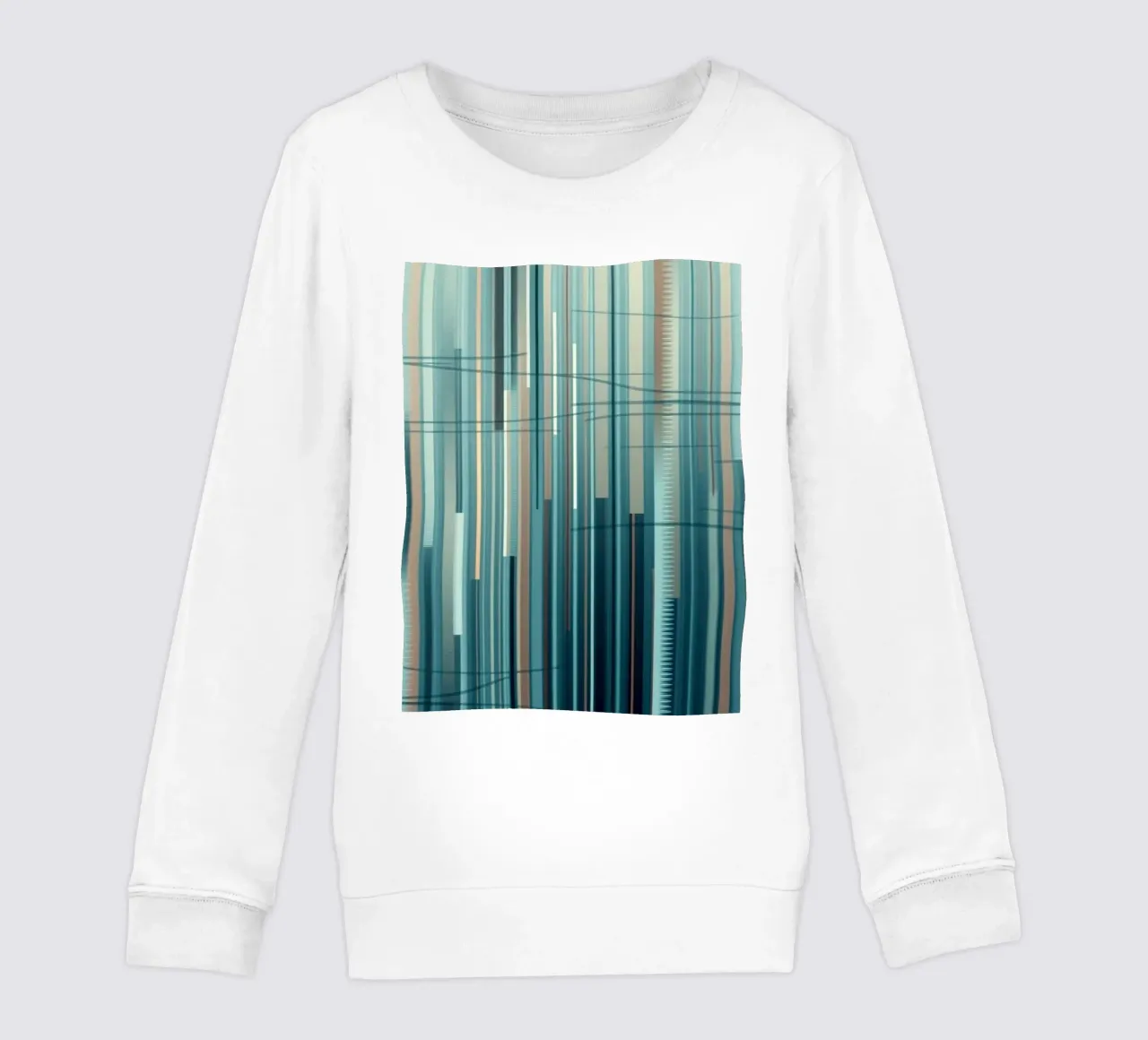 Impresión digital abstracta de líneas verticales azules y marrones sudadera para niño de Artistic-shop