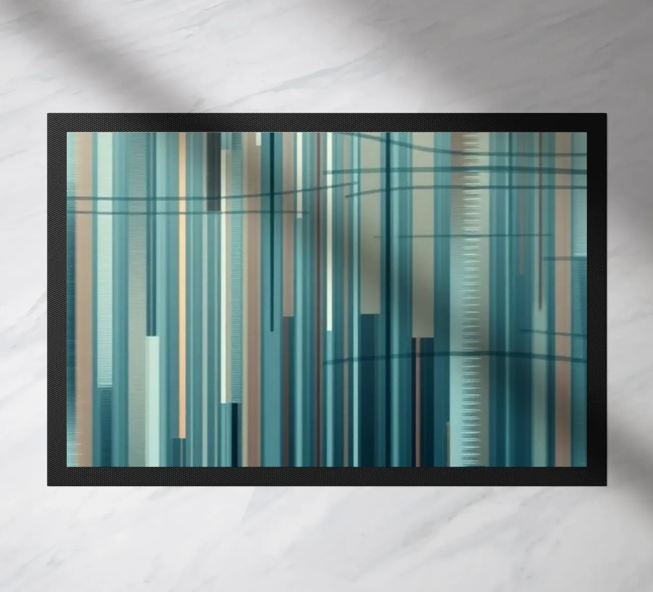 Linee verticali astratte blu e marroni Stampa d'arte digitale zerbino da Artistic-shop